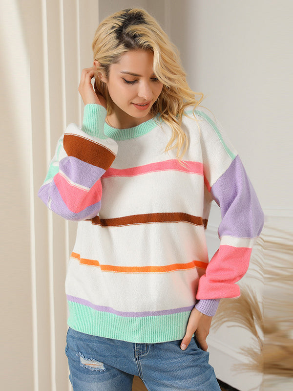 Women's Cute Colorful Long Sleeve Pullover Sweater