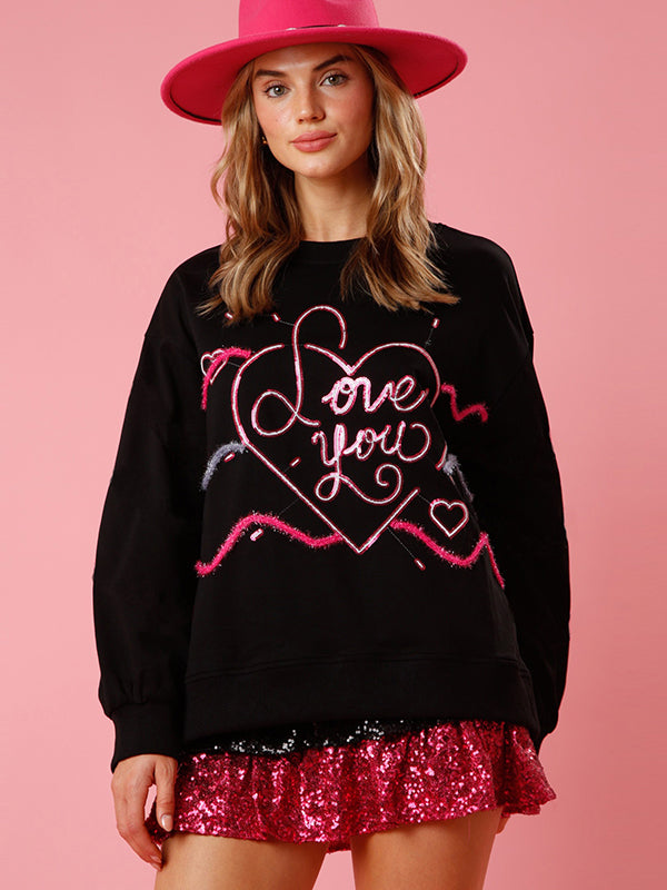 Women's Sparkly Holiday Love You Sweatshirt
