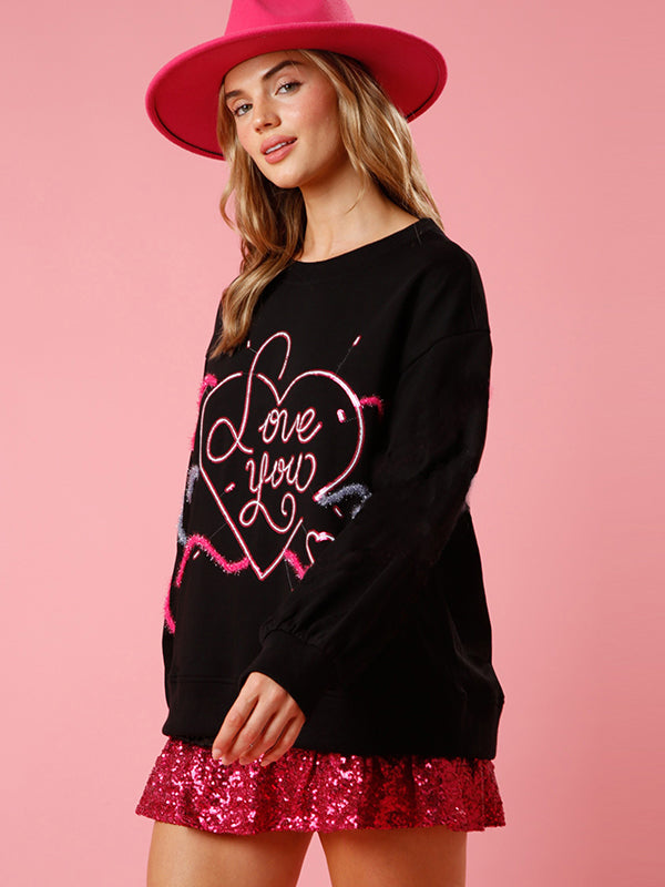 Women's Sparkly Holiday Love You Sweatshirt