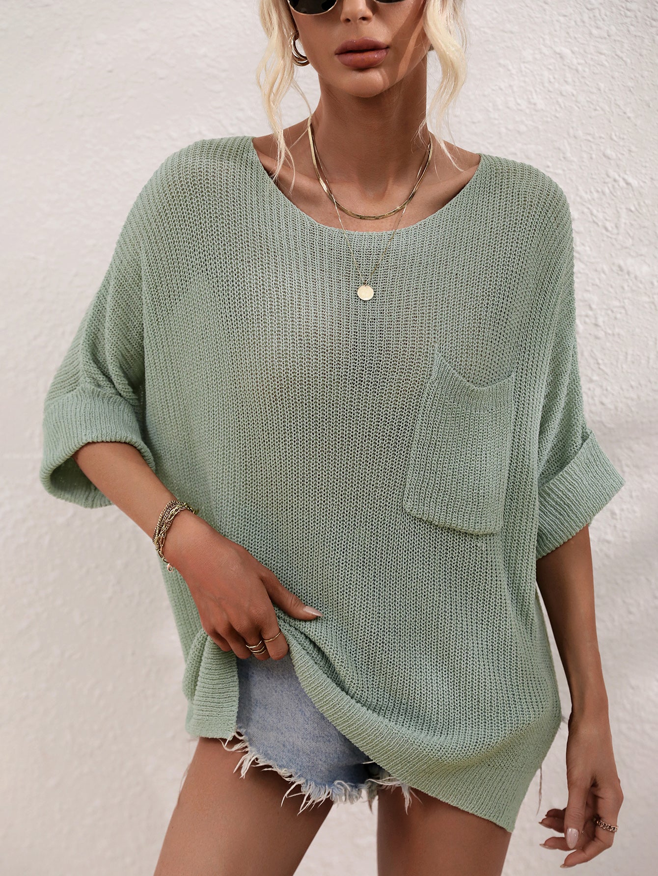 Women's Loose Solid Color Long Sleeve Pullover Sweater