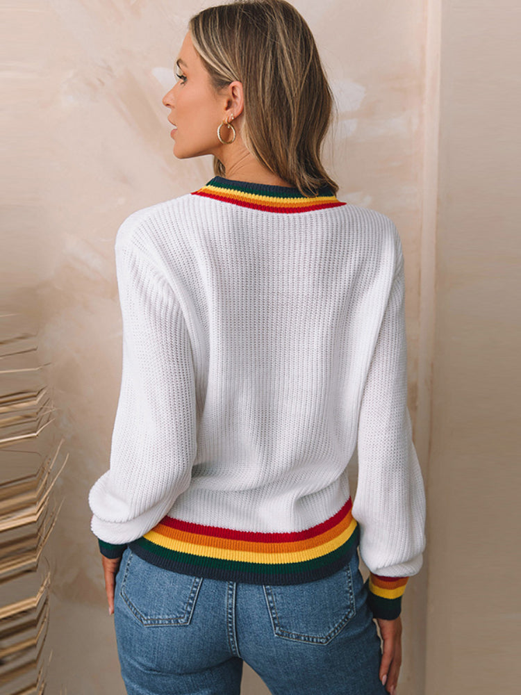 Women's Colorful Merry And Bright Rainbow Striped Sweater