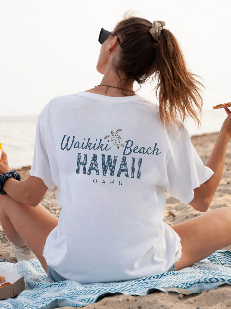 Womens Waikiki Beach Hawaii Oahu Graphic Shirts