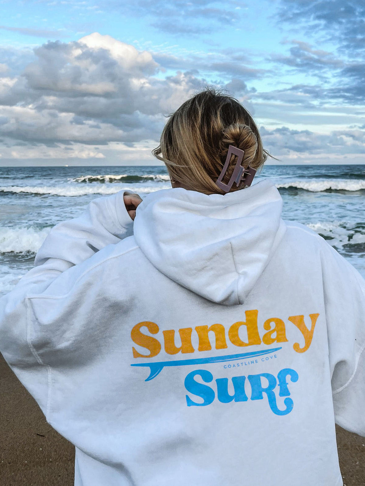 Ladies Sunday Surf Printed Preppy Trendy Hoodie