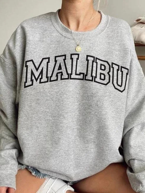 Ladies Malibu Printed Crew Neck Sweatshirt