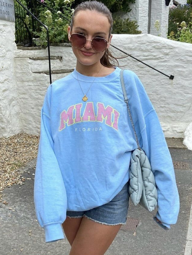 Preppy Ladies Miami Florida Crewneck Sweatshirts