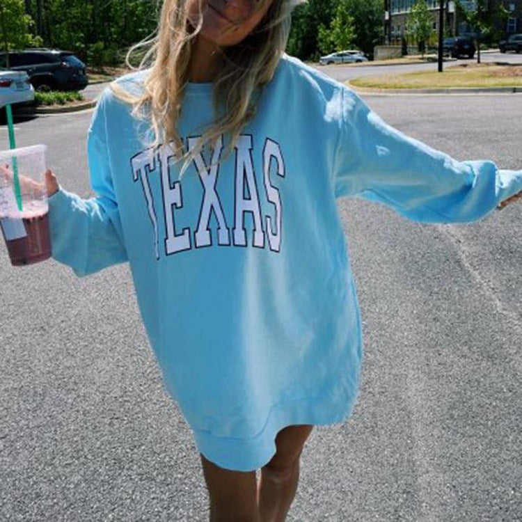Womens Texas Crewneck Blue Sweatshirts