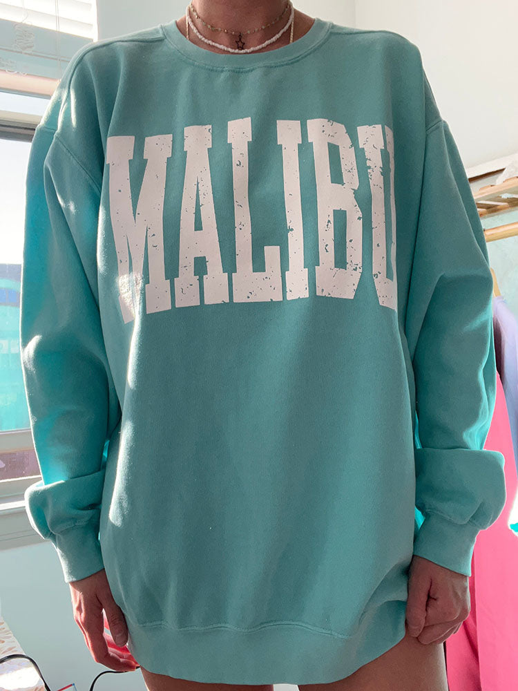 Ladies Malibu Printed Crew Neck Sweatshirt
