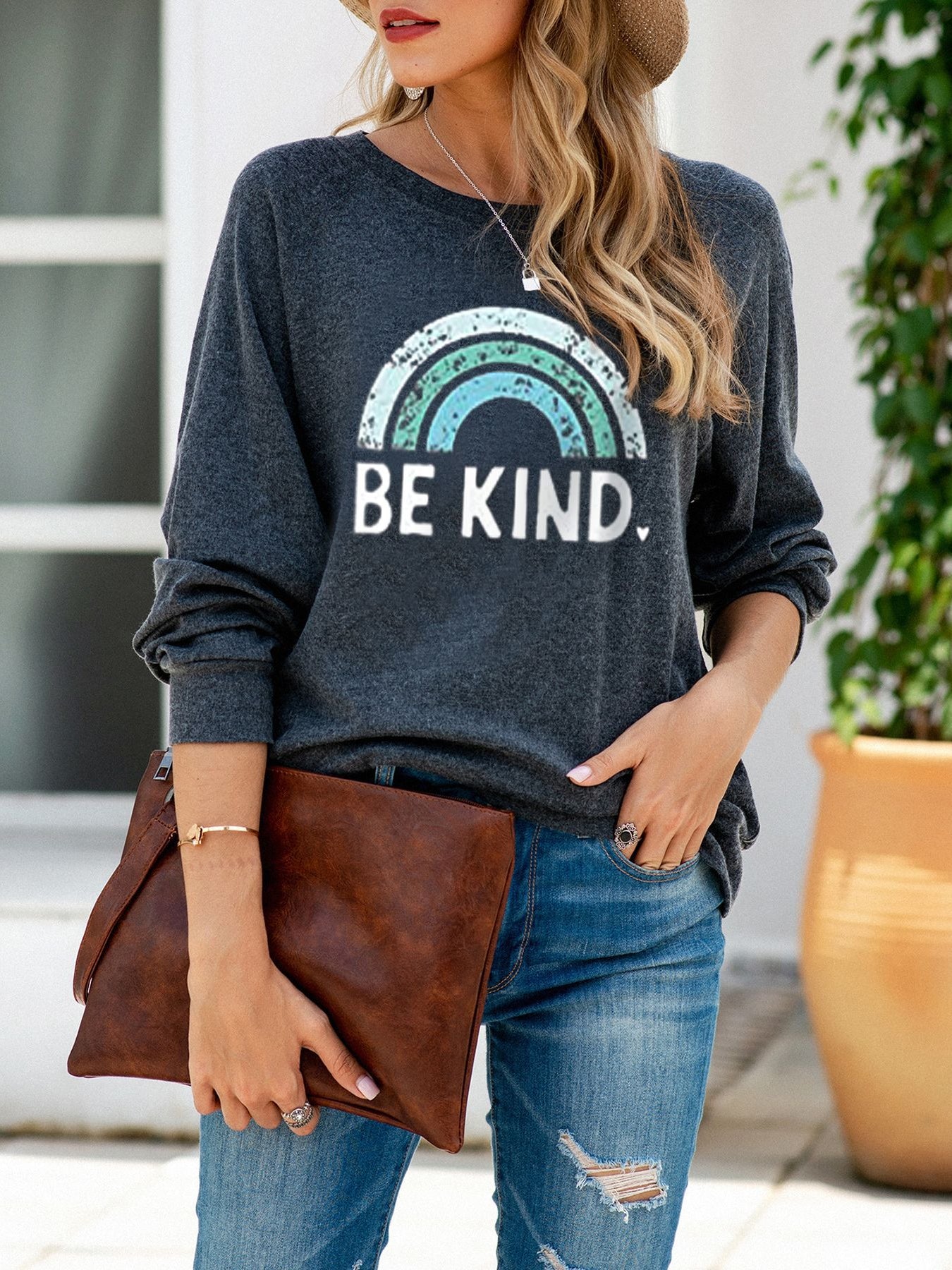 Ladies Be Kind Letter Graphic Sweatshirts