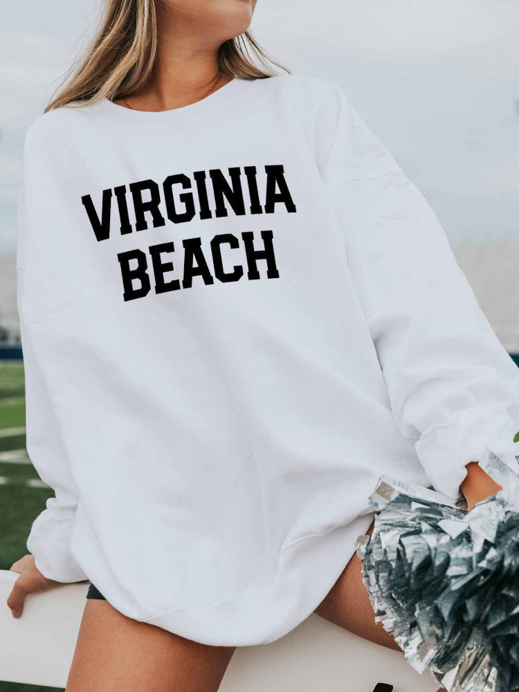 Womens Virginia Beach Letter Crewneck Sweatshirt