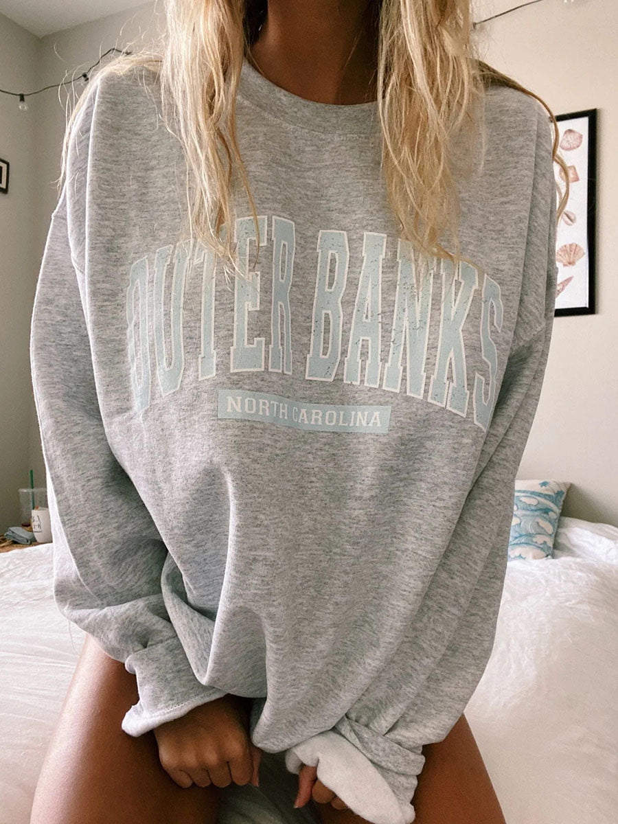 Ladies Outer Banks Printed Long Sleeve Crew Neck Sweatshirt