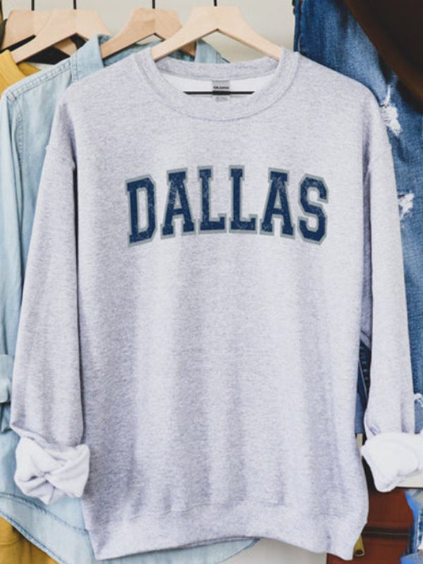 Womens Distressed Dallas Crewneck Sweatshirt