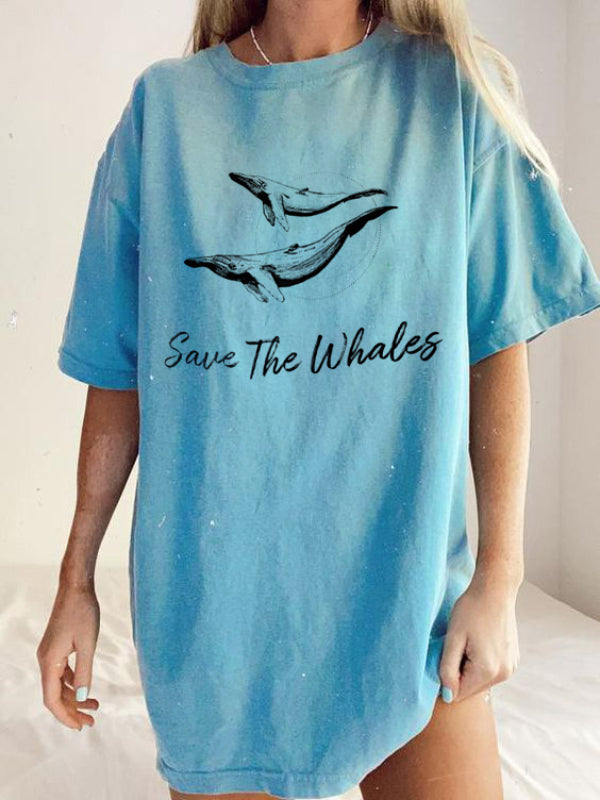 Womens Save The Whales Crewneck Shirts