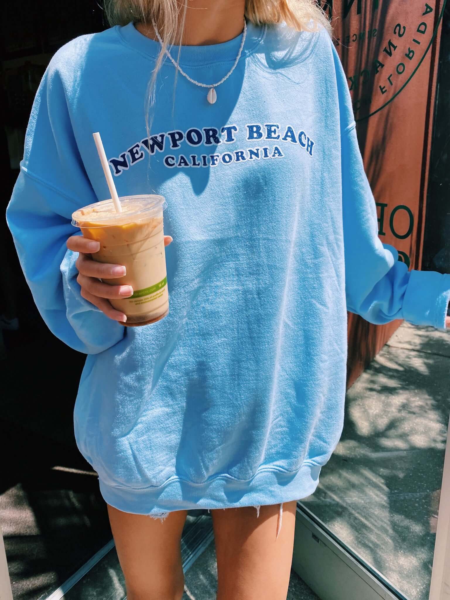 Ladies Newport Beach California Crewneck Sweatshirts