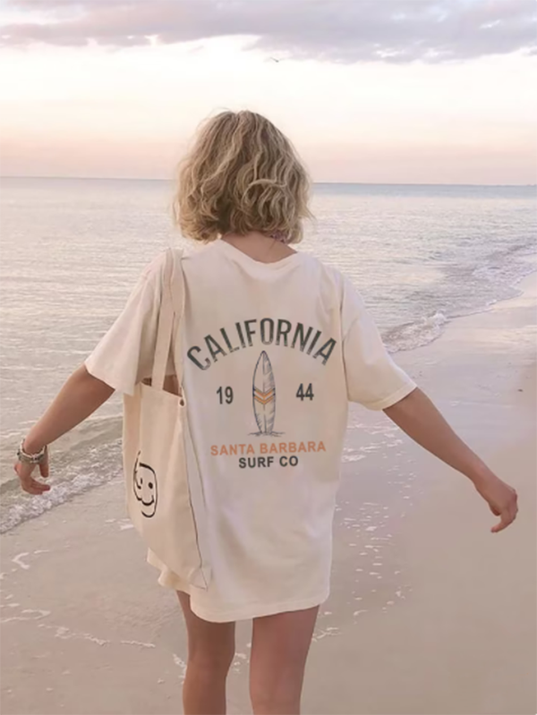 California Surf Co Oversized Aesthetic Tumblr Beach T-shirt
