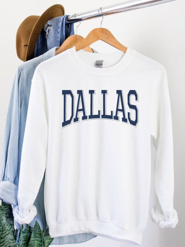 Ladies Dallas Letter Crewneck Sweatshirt
