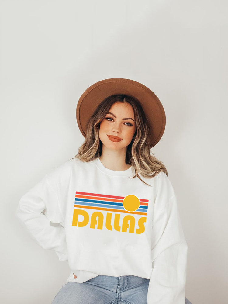 Womens Dallas Printed Crewneck Sweatshirts