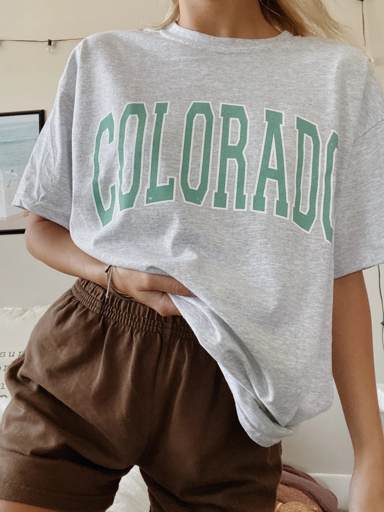 Ladies Colorado Printed Oversized Crew Neck T-shirt