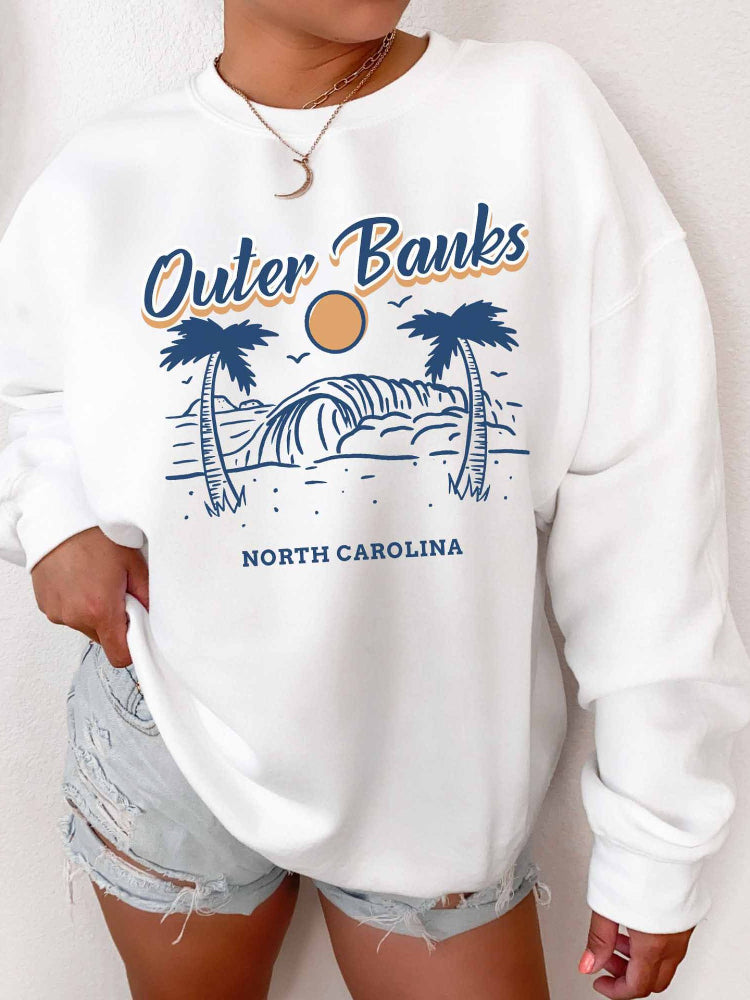 Outer Banks North Carolina Graphic Crewneck Sweatshirt