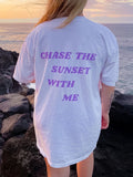 Ladies Chase The Sunset With Me Printed Short Sleeve T-shirt