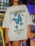 Ladies California Beverly Hills Los Angeles USA Printed Oversized T-shirt
