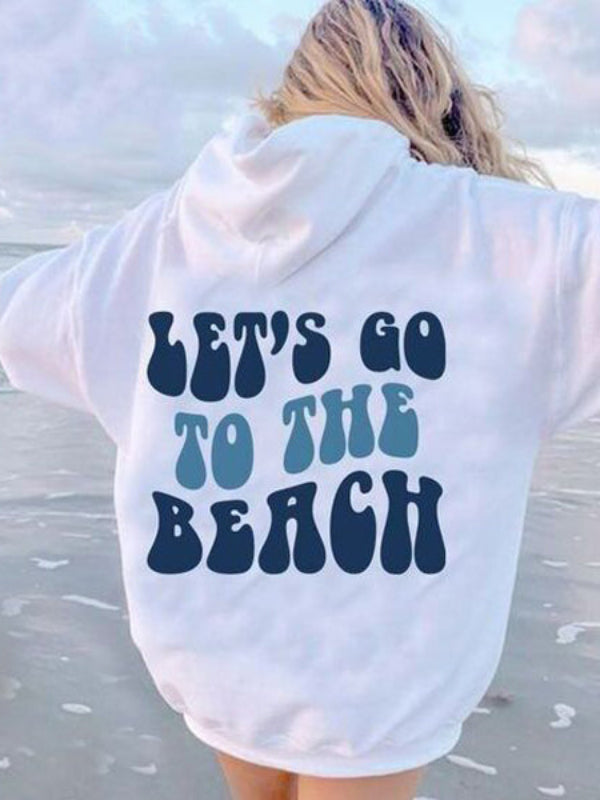 Let's Go To The Beach Printed Preppy Hoodie
