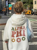 Alpha Phi Flower Printed Preppy Asthetic Hoodie