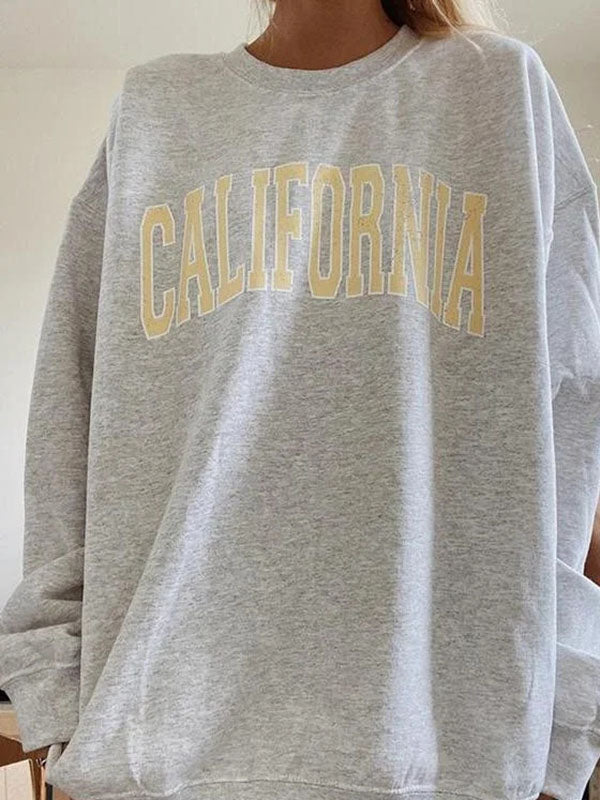 Ladies California Printed Long Sleeve Crew Neck Sweatshirt