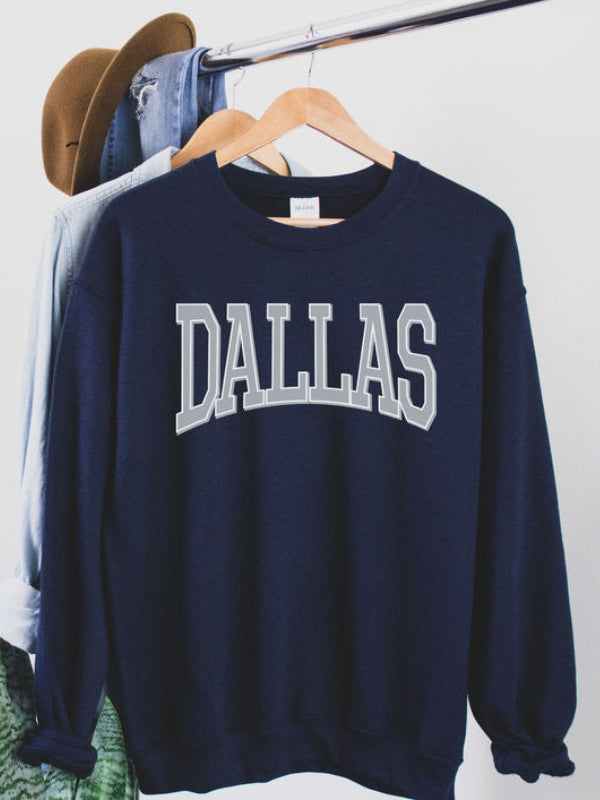 Ladies Dallas Letter Crewneck Sweatshirt