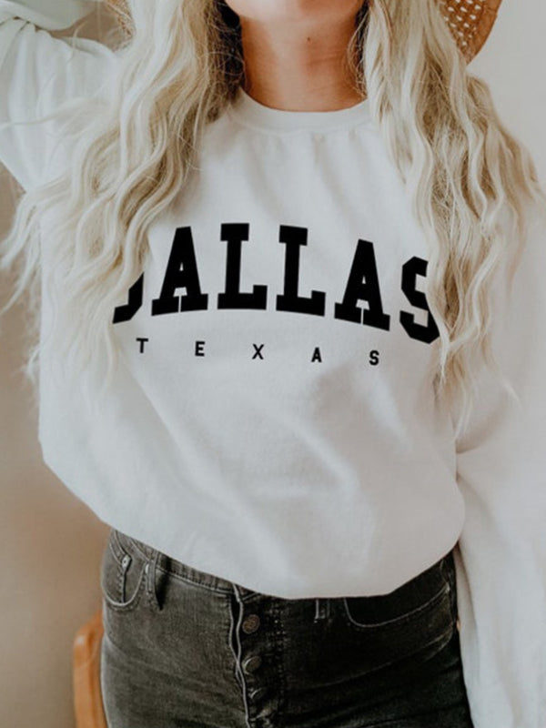 Ladies Dallas Texas Printed Crewneck Sweatshirts
