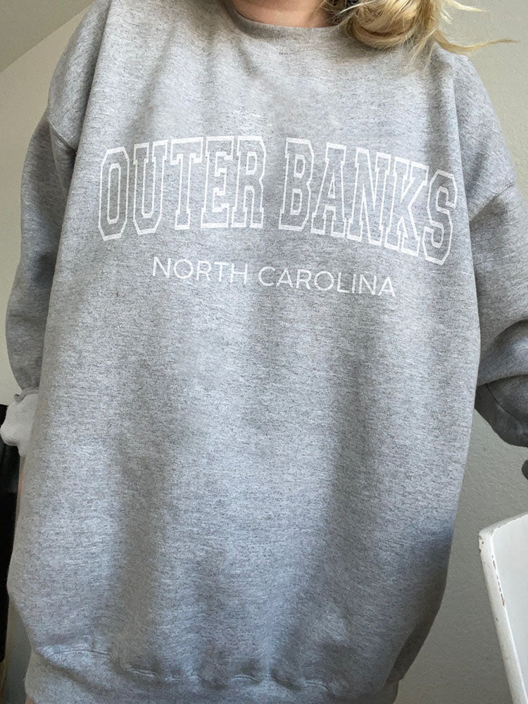 Ladies Outer Banks Printed Crew Neck Sweatshirt
