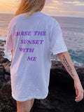 Ladies Chase The Sunset With Me Printed Short Sleeve T-shirt