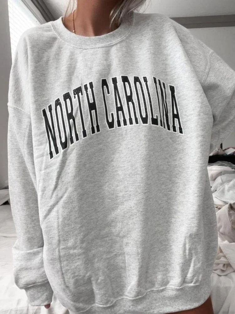 Ladies North Carolina Printed Long Sleeve Sweatshirt